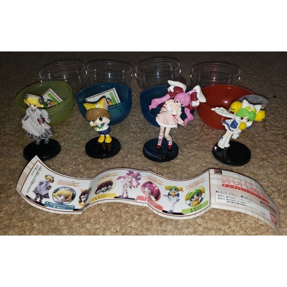Di Gi Charat Complete lot of 4 figure Dejiko Usada Piyoko Puchiko Gashapon NIB - Picture 1 of 11